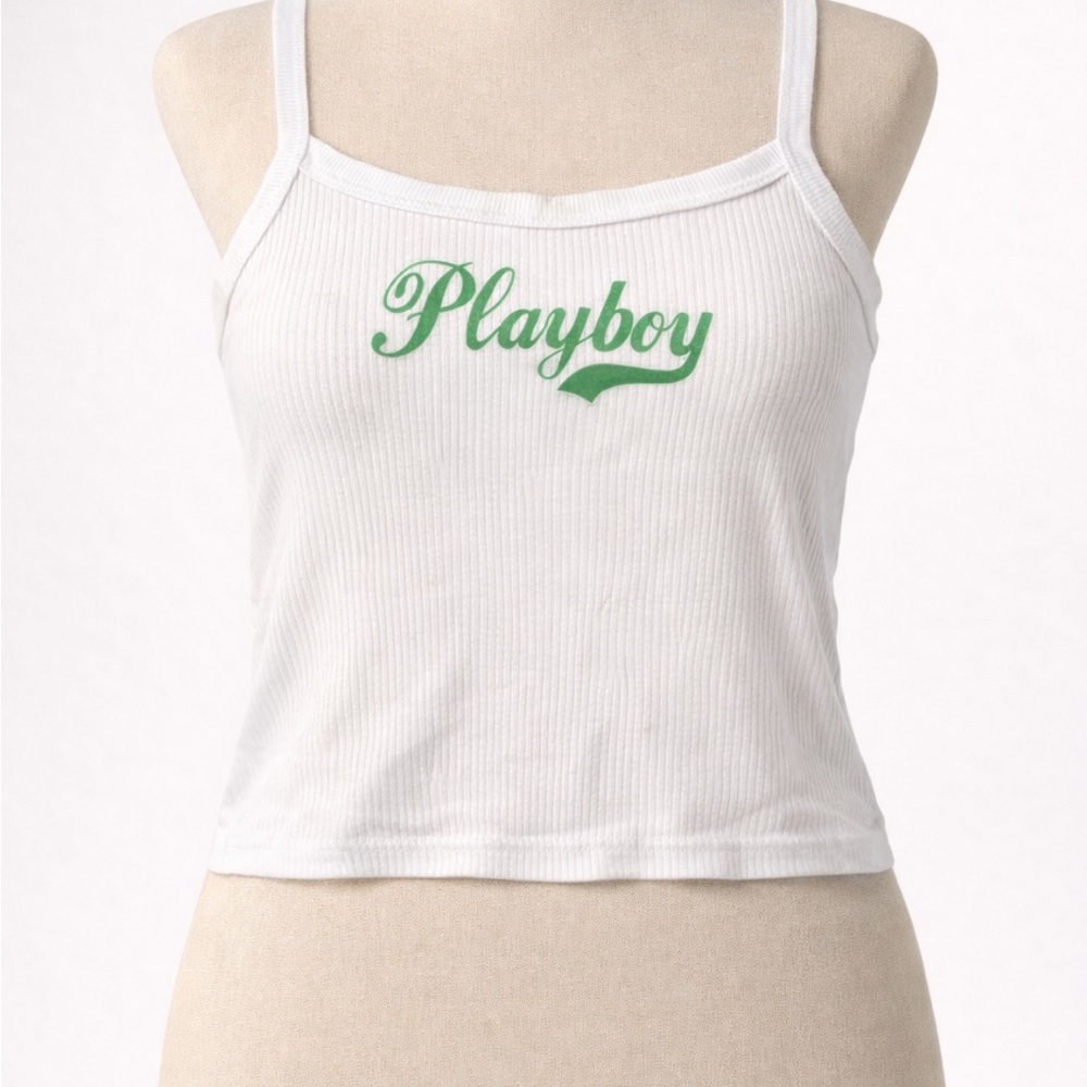 PLAYBOY White Camisole with Green Logo